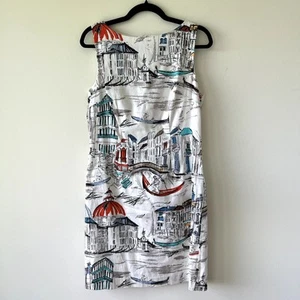 CHETTA B Venice Italy Sleeveless Lined Cotton Sheath Dress Womens 10 - Photo 1/5