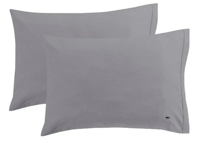 Juego de 2 fundas de almohada Lacoste 100 % algodón percal par - fresco, nítido, mate, un Foto 1 de 4