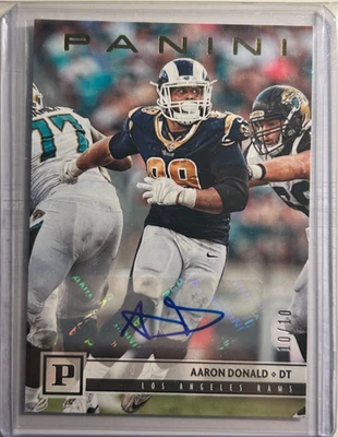 Аарон Дональд с автографом No 10/10 Panini Pantheon Gold 2018 сертифицированный автограф Rams Зал славы - Изображение 1 из 2