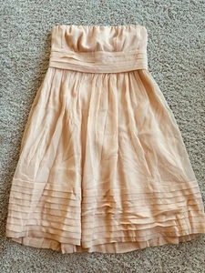 J Crew Strapless Peach Dress Size 6P Chiffon 100% Silk - Picture 1 of 3