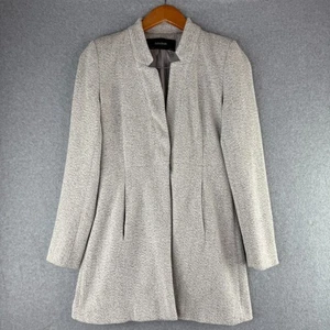 Zara Basic Gray Midi Button Up Long Sleeve Coat Preppy Business Casual Size S - Picture 1 of 4