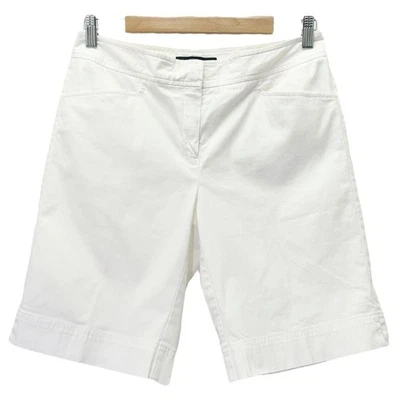 Lafayette 148 Shorts White Stretch Cotton Poplin 8” Bermuda Short Women’s Size 4 - Image 1 of 4