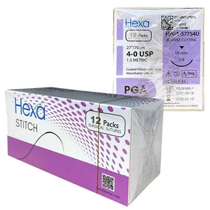 PGA Undyed Dental Sutures C6 4/0 30" C-6 (Box of 12) Braided Veterinary Student - Picture 1 of 3