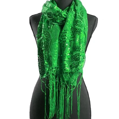 Bufanda y chal floral de lentejuelas VERDE para vestidos de noche Foto 1 de 4