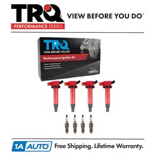 TRQ Ignition Coils & Spark Plugs Kit Fits 2001-2012 Lexus Pontiac Scion Toyota