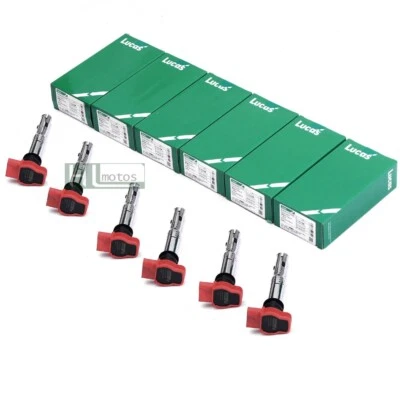 Lucas 6x点火线圈包火花塞红色适用于卡宴奥迪B8 A6 S4 S5 3.0 3.2 — 第 1/4 张图片