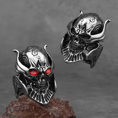 Anillo Máscara Gótico Horror Calavera GARO Acero Inoxidable Vampiro Calavera Motociclista Punk Anillo Foto 1 de 4