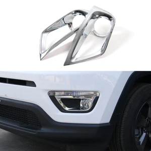 Front Fog Light Lamp Cover Trim Frame For Jeep Compass 2017+ Chrome Accessories - Picture 1 of 9