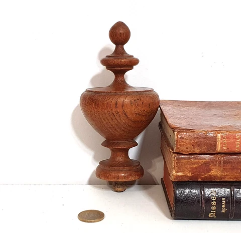 Antique wood finial Grandfather clock Bed Post topper Pediment Furniture 5.91 in Cover