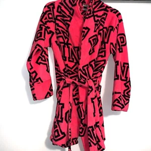 Victoria's Secret Pink Morgenmantel Medium Logo flauschig weich bequem Nachtwäsche pink schwarz - Bild 1 von 5