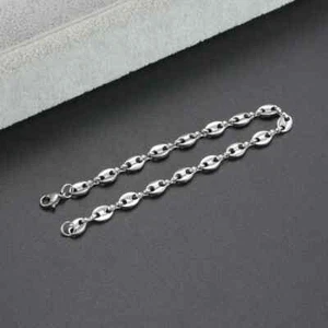 Bracelet grains de cafe couleur argent en acier inoxydable 21 cm 5mm homme femme - Imagen 1 de 8