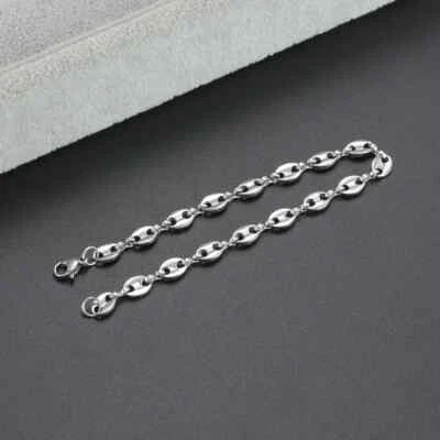 Bracelet grains de cafe couleur argent en acier inoxydable 21 cm 5mm homme femme - Photo 1/4
