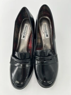 American Eagle Women's Sz 9.5 Black Heels Wood Grain Block Heel/Pumps Round Toe - Image 1 of 4