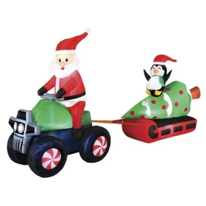 12' LED Weihnachtsmann auf einem ATV Abschleppbaum Weihnachten aufblasbar Outdoor Urlaub Dekor - Bild 1 von 13