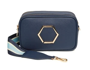 Navy Pimlico Honeycomb Cross Body Bag By Alice Wheeler London - Picture 1 of 5