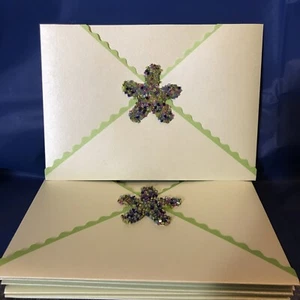 Set Of 8 VINTAGE meri-meri Sea Foam Green envelopes hand-made 3D Starfish - Picture 1 of 7