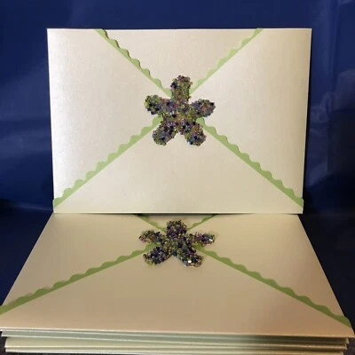 Set Of 8 VINTAGE meri-meri Sea Foam Green envelopes hand-made 3D Starfish - Image 1 of 4