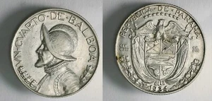 1934 Panama 1/4 quarter Balboa - BU .9 silver - Picture 1 of 1