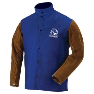 Black Stallion FRB9-30C Hybrid FR Cotton Cowhide Welding Jacket Blue Small