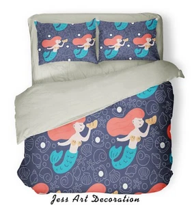 3D Mermaids Shells Pattern Blue Quilt Cover Set Duvet Cover Bedding Pillowcases - Picture 1 of 5