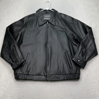 Croft and Barrow Chaqueta de Cuero Negro Abrigo Bomber XL Motocicleta Foto 1 de 4