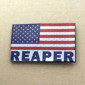 USA America Reaper bandiera americana ricamata riflettente hi vis vinile patch - Foto 1 di 3