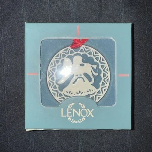 Lenox China Yuletide Ornament Collection 1989 Engel mit Horn mit Box rund elfenbein - Bild 1 von 5