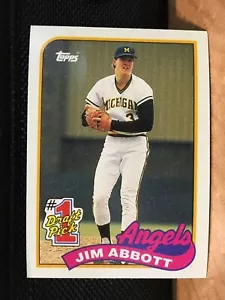 1989 TOPPS # 573 JIM ABBOTT ROOKIE Michigan California Angels disability - Picture 1 of 2
