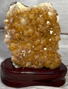 Citrine Crystal Cluster from Brazil 5"x4"x1" on Custom Wood Stand 1lb 10 oz #123 - Picture 1 of 6