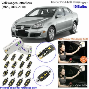 10 Bulbs Deluxe LED Interior Light Kit White for VW Jetta / Bora 2005-2010 MK5 - Picture 1 of 8