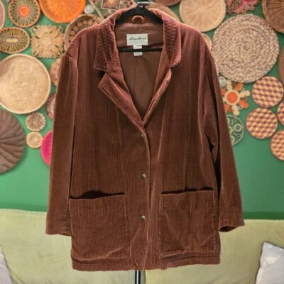 Blazer de Pana Eddie Bauer De Colección - Marrón Chocolate, Capa Clásica de Otoño, Talla Lg Foto 1 de 4