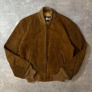 Schott Suede Leather Bomber Jacket Blouson Men's Brown Size 38 Zipper Pre-Owned - Picture 1 of 10