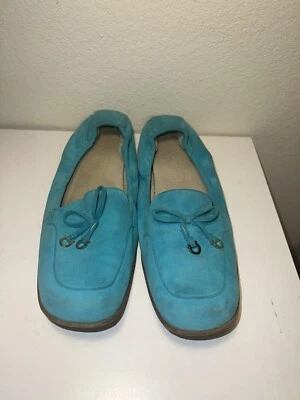 Mocasines Salvatore Ferragamo de gamuza azul turquesa con arco talla 10 Foto 1 de 4