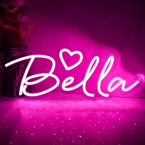 Großes Bella Name Leuchtreklame für Wanddeko, LED Bella Name Neonlicht für Kinderbett - Bild 1 von 12