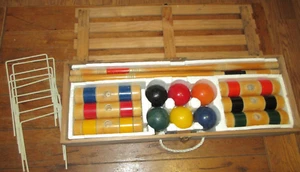 Sportcraft 6 Player Croquet Set w/ Wood Storage Box Case Crate GUC - Picture 1 of 17