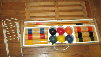 Sportcraft 6 Player Croquet Set w/ Wood Storage Box Case Crate GUC - Image 1 of 4