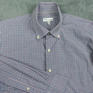 Peter Millar Hemd Herren mittelblau rot Mini Karo Button Down Langarm - Bild 1 von 9