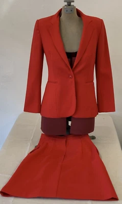 Винтажный 1970-х красный Levi Strauss юбка костюм женский размер 8 бизнес Geek полиэстер - Изображение 1 из 4