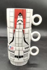 US Space and Rocket Center Stackable Coffee Mugs 3 Pc Set Huntsville Al Souvenir - Picture 1 of 4