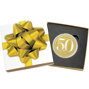50th Anniversary 1oz .999 Silver Medallion Gold Enameled Dated 2025 in Gift Box - Picture 1 of 8