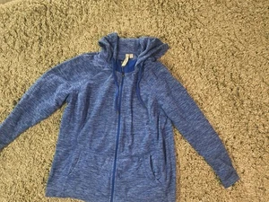 Felpa donna con cappuccio Green Tea XXL blu full zip - Foto 1 di 5