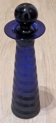  Blumenvase - Vase - Glasvase mit Deckel - Flasche - kobaltblau - Vintage H 26cm - Bild 1 von 3