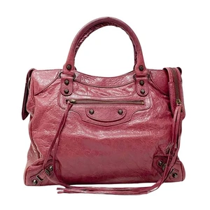 BALENCIAGA Classic Velo Maroon Leather Shoulder Bag - Picture 1 of 16