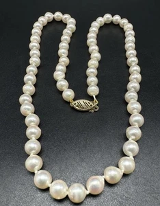 14k Gold Clasp Cultured Genuine Pearl 6.5mm Necklace 19”Cream - Picture 1 of 8
