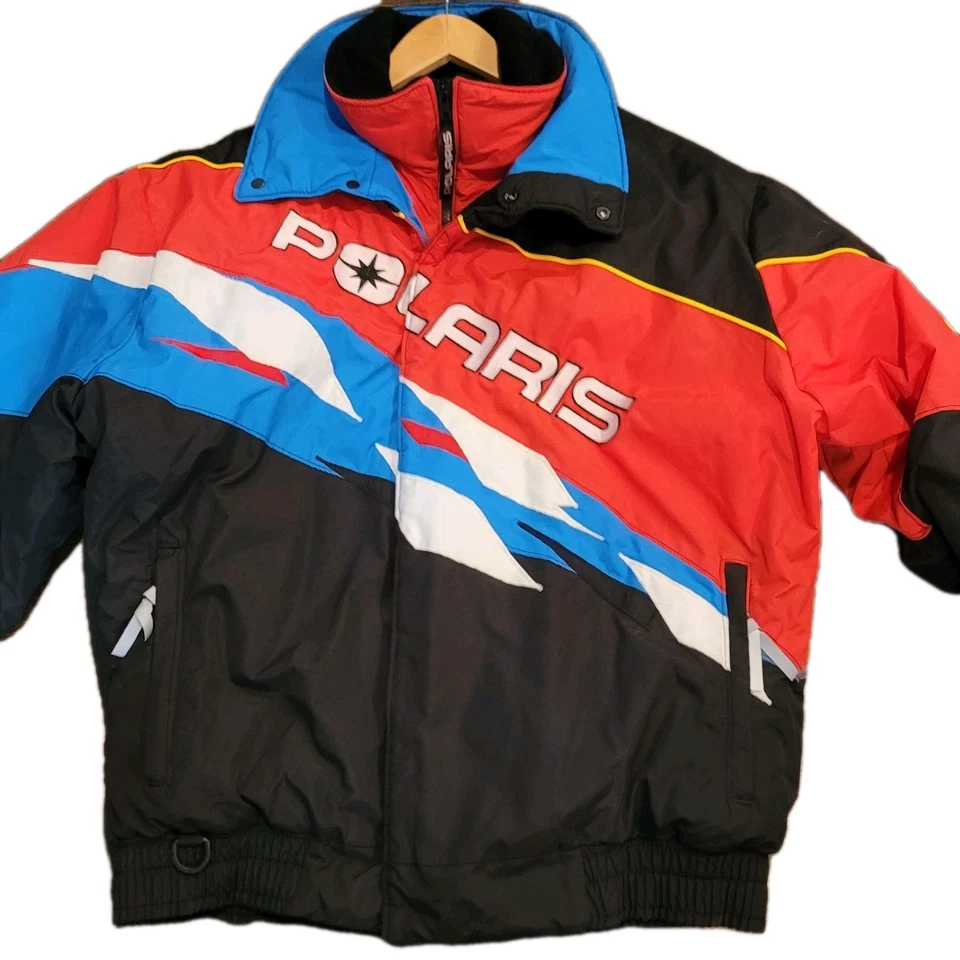 Polaris Snowmobile Racing Winter Bomber Jacket Size Large tall Logo Vintage 90s - Image 1 of 4