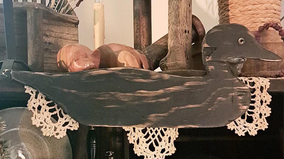 CÁMPER CABINA LEÑOSA RÚSTICA PRIM 16,5" W FABRICACIÓN TALLADA A MANO MADERA PATO COLGANTE Foto 1 de 4