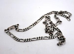 Sterling Silver .925 Figaro Link Chain Necklace. 28 Inch.  63.2gm.  Lot Zd337 - Picture 1 of 6