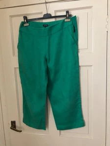 Jaeger Emerald Green Wide Leg Cropped Trousers Size 12 - Picture 1 of 6