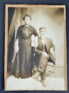 Antik 1800er Kabinett Karte Foto Viktorianisches Paar formelles Portrait selten - Bild 1 von 8