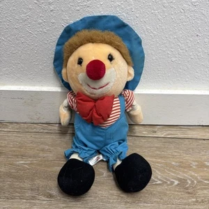 Vintage 1995 Zuckerhut Clown Plüsch Puppe rote Nase blau Outfit Zirkus Spielzeug - Bild 1 von 7